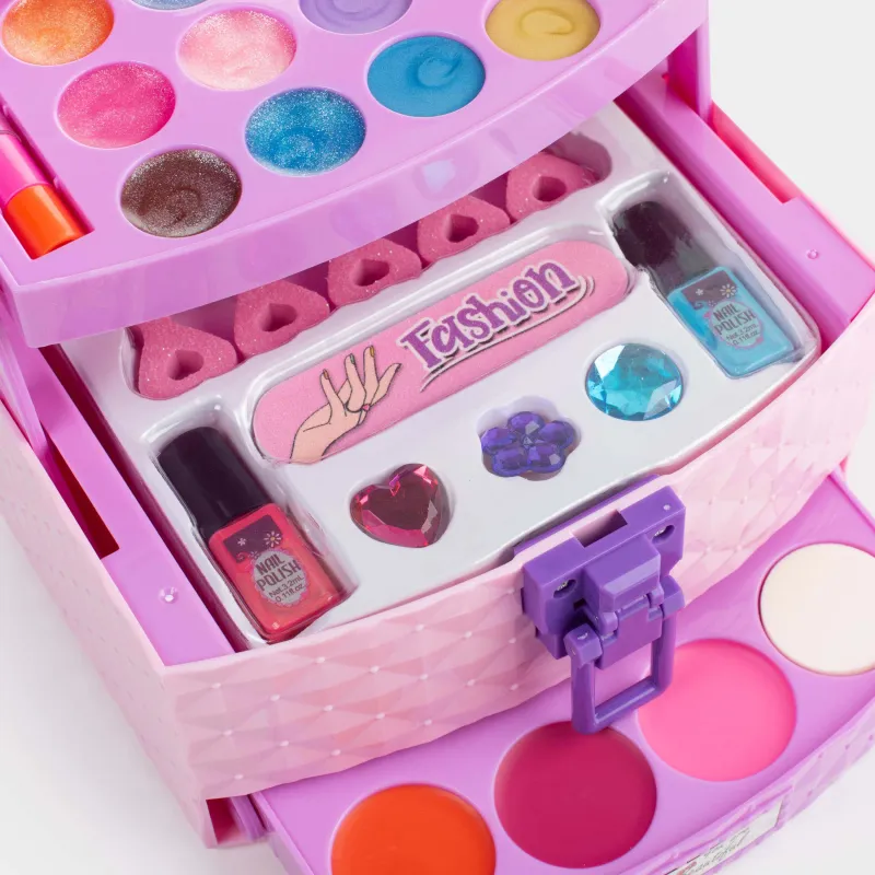 Косметика жиынтығы, балаларға арналған, 16 см, 26 пр, әшекейлері бар, қорапта, пластик, қызғылт, Cosmetic kids, image-7