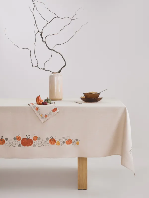 Скатерть, 170х250 см, полиэстер, бежевая, Тыквы, Colorful gourds, image-0