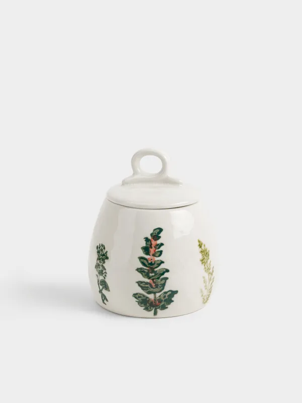 Сақтау ыдысы, 10х12 см, 380 мл, фарфор N, сүт түстес, Кракелюрдегі шалғынды гүлдер, Floral meadow, image-0