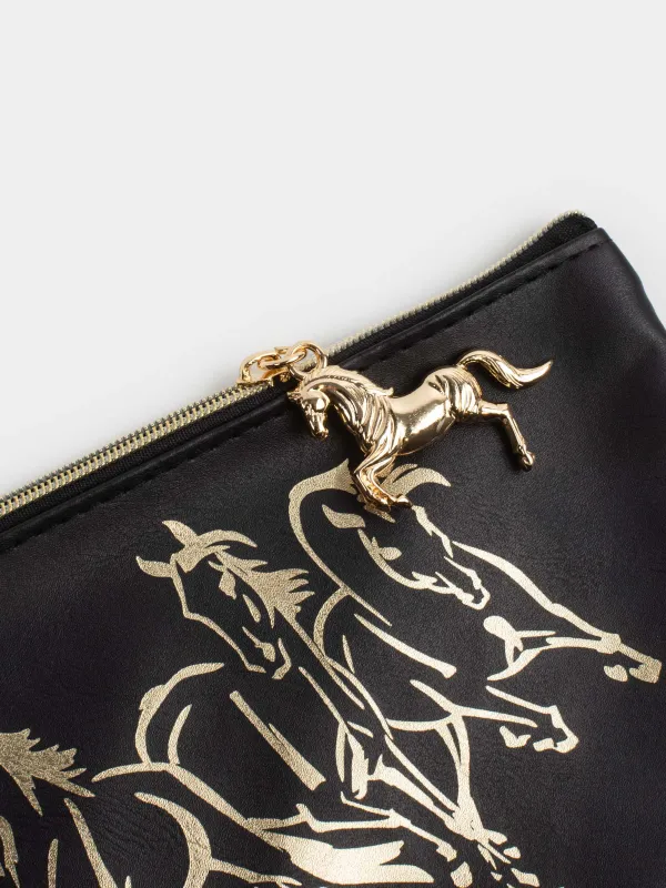 Қаламсауыт , 20х12 см, аспасы бар, полиуретан, қара, Жылқылар, Stationery horse, image-1