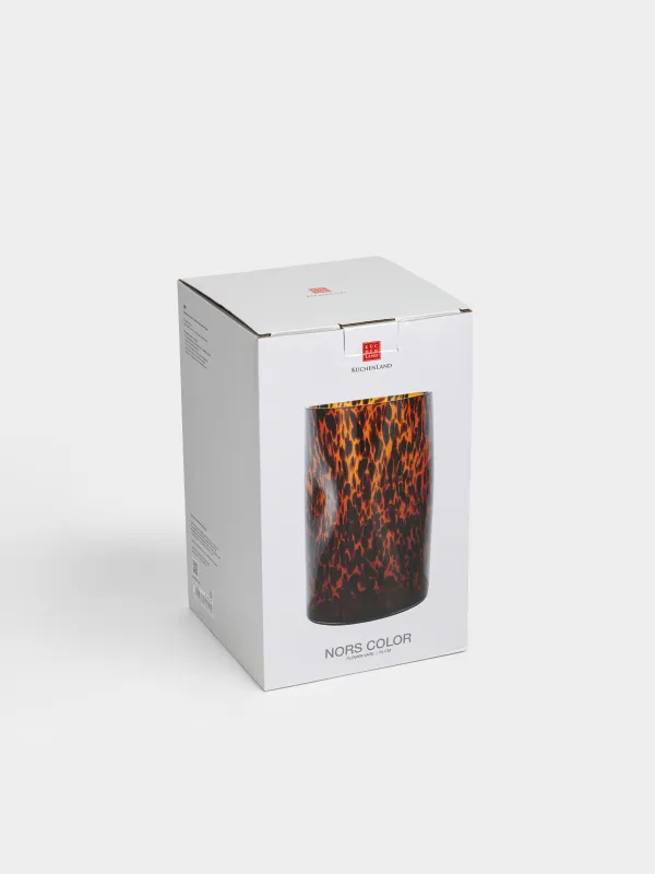 Ваза для цветов, 24 см, стекло, коричневая, Анималистичный узор, Nors color, image-4