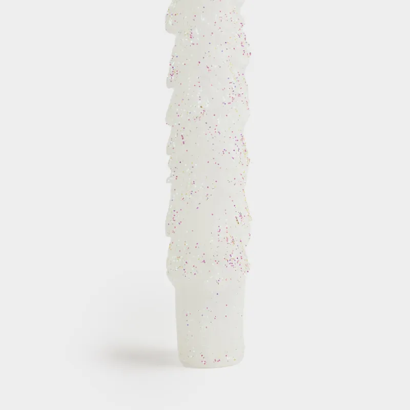 Свеча, 25 см, 2 шт, тонкая, с блестками, бело-серебристая, Елка, Fir candle, image-1