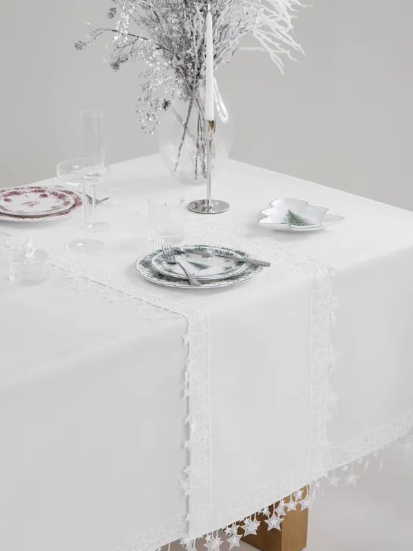 Үстел төсеніші, 40х160 см, шілтерлі, полиэстер, ақ, Жұлдыздар, Stars framed, image-7