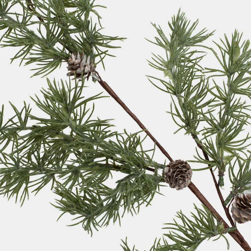 Ветка декоративная, 96 см, полиэтилен/металл, Заснеженная хвоя с шишками, Conifer decor, image-2