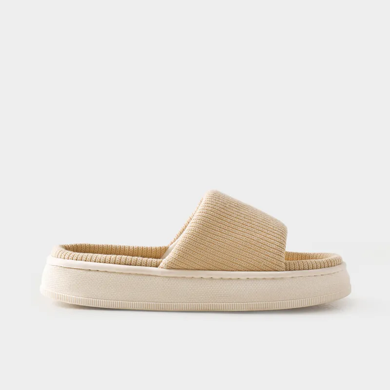 Әйелдер тәпішкелері, үйге арналған, өлшемі 36-37, иірілген жіп/полиэстер, сарғылт-қоңыр, Knitted