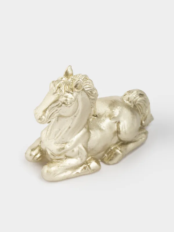 Свеча, 9x7 см, с блестками, шампань, Лошадь, Horse gold, image-4