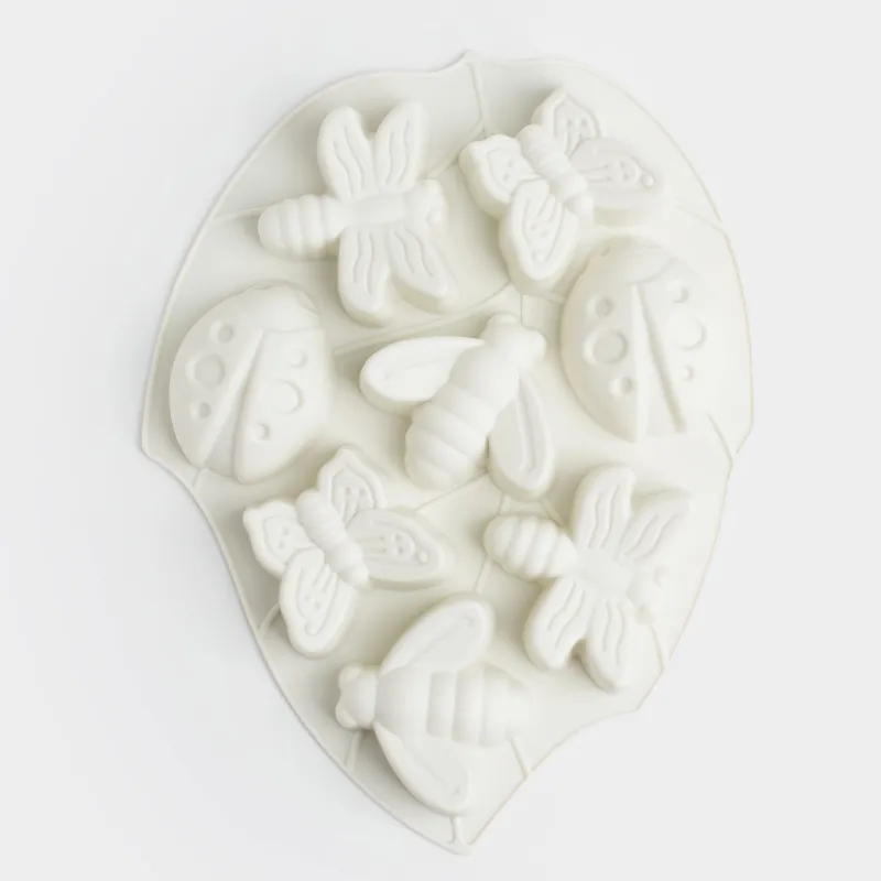 Кекстерді пісіруге арналған ыдыс, 28х21 см, 8 бөлім, силикон, сүт түстес, Аралар/Көбелектер, Honey