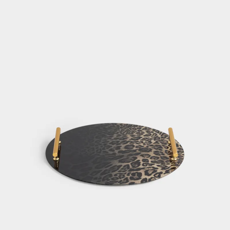 Науа, 35 см, тұтқалары бар, шыны/болат, дөңгелек, қоңыр, Леопард, Leopard