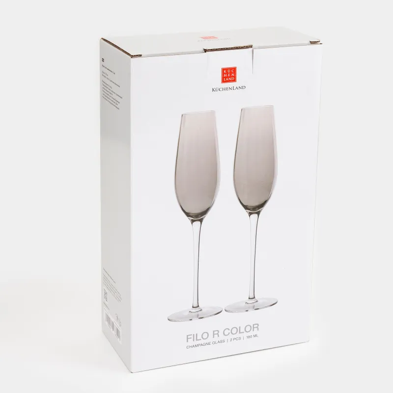 Шампан бокалы, 210 мл, 2 дана, шыны, сұр, Filo R color, image-3
