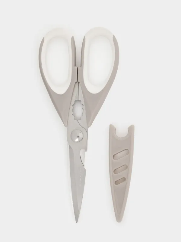 Ас үй қайшылары, 22 см, қақпағы бар, болат / пластик, бежевый, жұмсақ ас үй, image-0