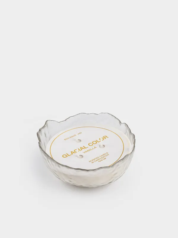 Свеча ароматическая, 13х6 см, три фитиля, в подсвечнике, стекло, Vanilla, Glacial color, image-4