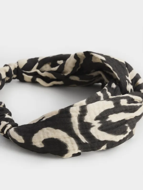 Повязка для волос, 23 см, полиэстер, черно-белая, Узоры, Hairstyle, image-2