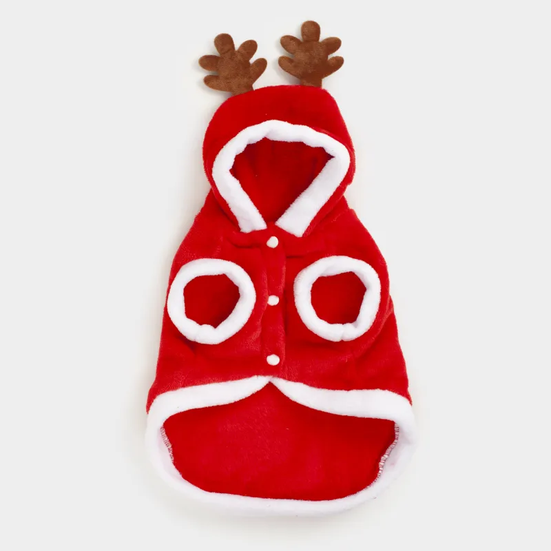 Жануарларға арналған костюм, 40 см, өлшемі L/XL, карнавал, полиэстер, қызыл, Санта бұғы, Christmas pet, image-0