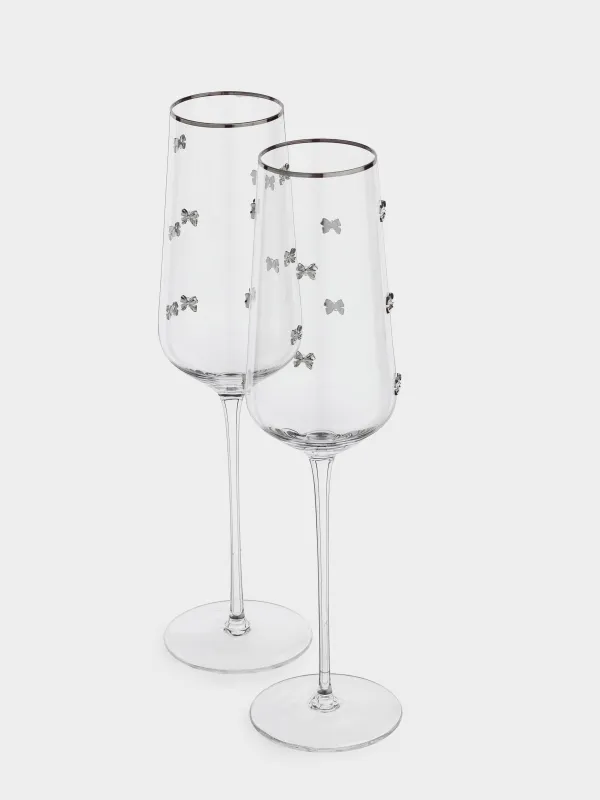 Бокал для шампанского, 300 мл, 2 шт, кристальное стекло, с серебристым кантом, Ferentino decor, image-3