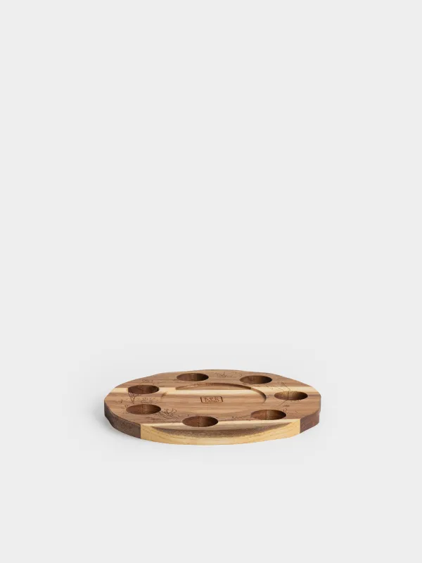 Блюдо пасхальное, 23x22 см, 7 отд, с местом для кулича, дерево, Цветы, Noble tree, image-2