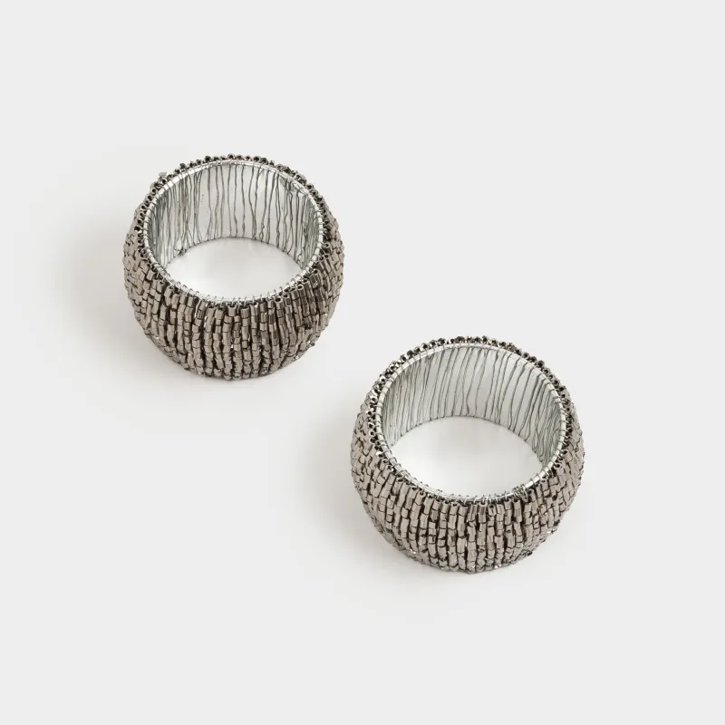 Майлықтарға арналған сақина 5 см, 2 дана, моншақ, дөңгелек, қою сұр, Shiny beads, image-1