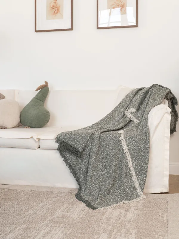 Плед, 130х170 см, с бахромой, акрил/полиэстер, зеленый, Acrylic, image-3