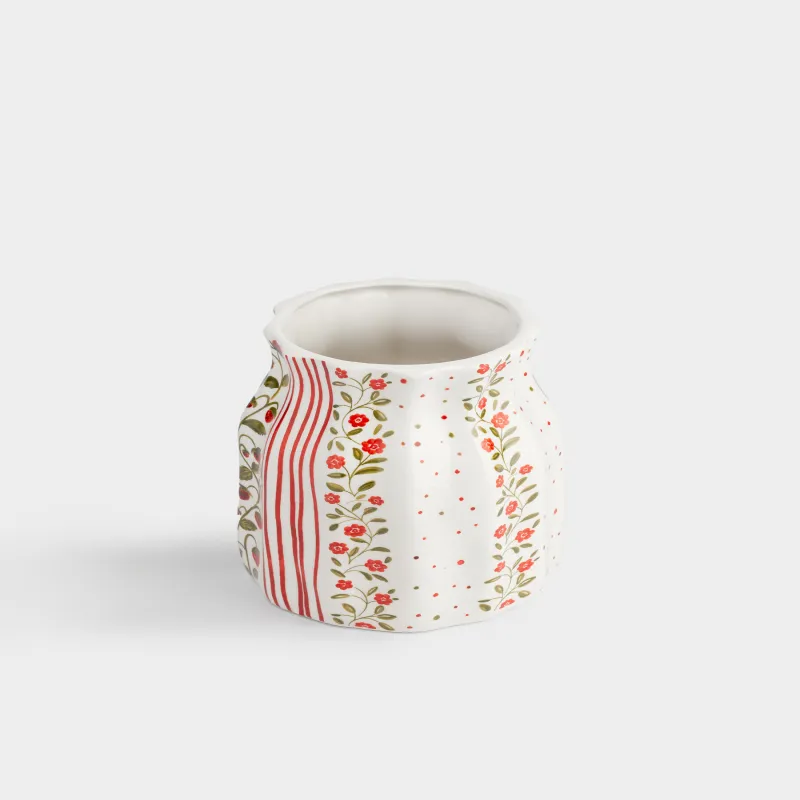Ваза для цветов, 19 см, Ягоды и цветы в полоску, Berry stripes, image-2