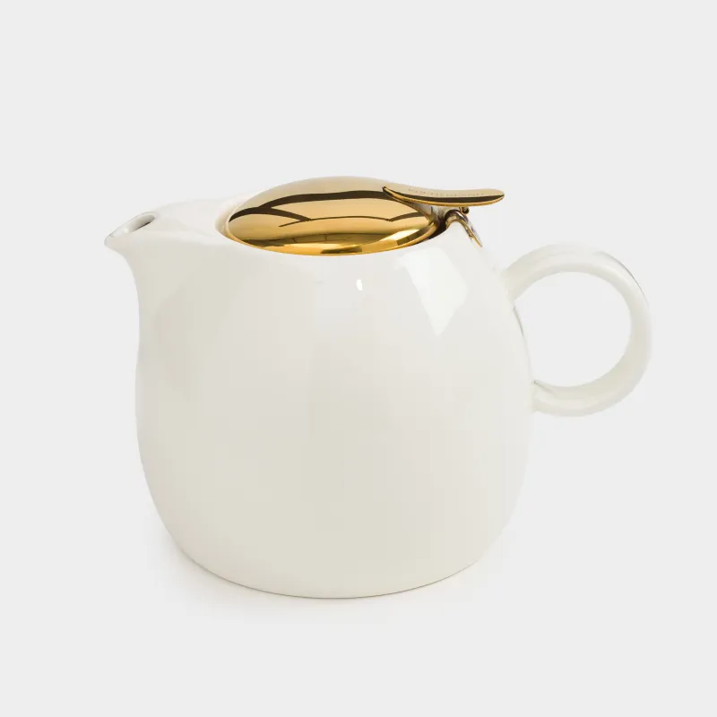 Шайнек, 1 л, керамика/болат, сүт түстес-алтын, Гүл, Kettle ceramo