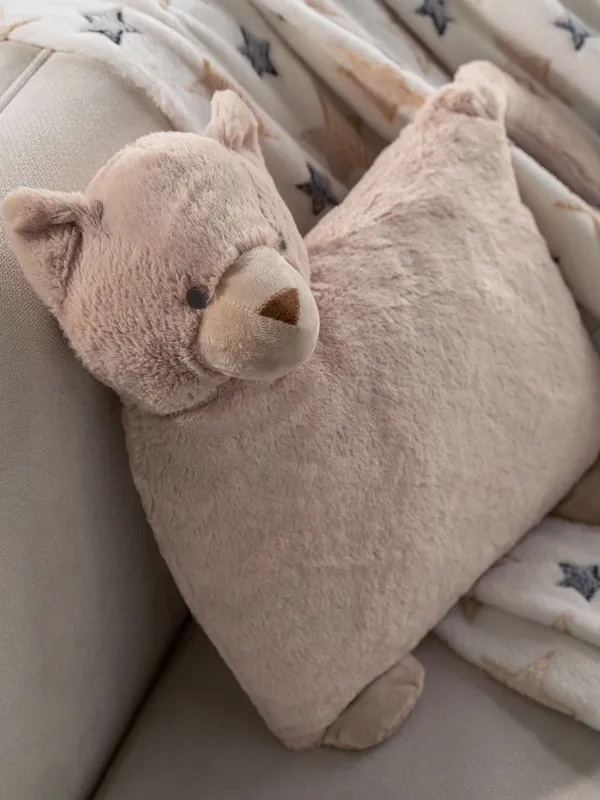 Плед с подушкой, 130х150 см, флис/плюш, бежевый, Кот, Plush animals, image-7