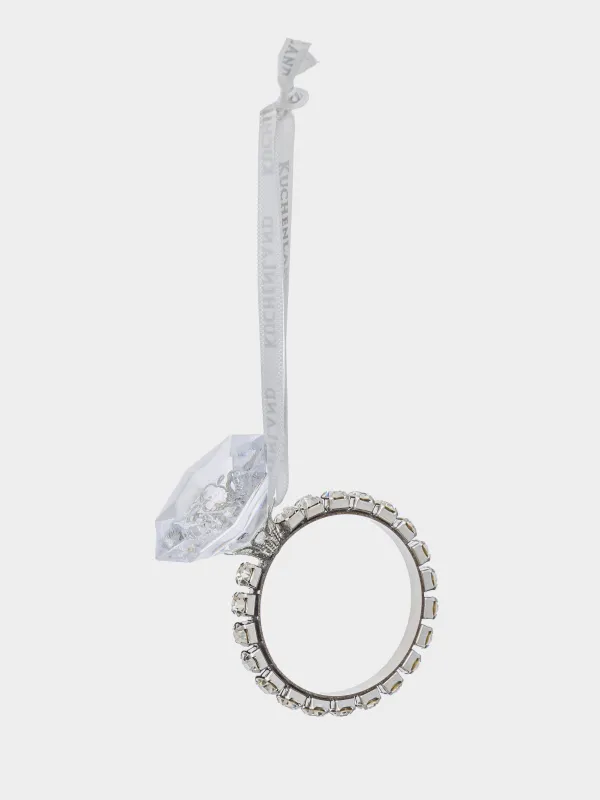 Шырша ойыншығы, 7 см, акрил/болат, Кристалы бар сақина, Ice crystal, image-1