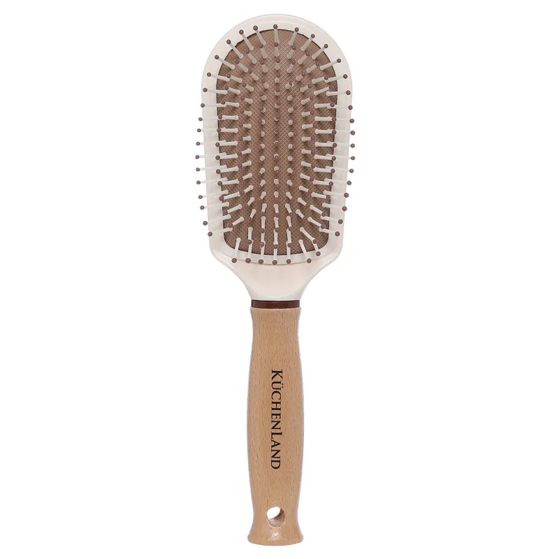 Расческа массажная для волос, 22 см, дерево/пластик, белая, Frizz, image-0