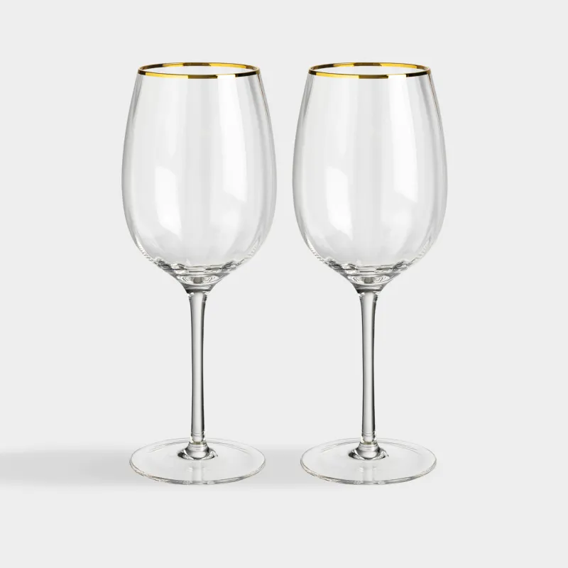 Шарап бокалы, 470 мл, 2 дана, шыны Р, алтын жиегі бар, Filo R gold