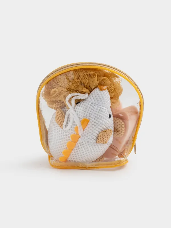 Душқа арналған жиынтық, 3 зат, балаларға арналған, косметикалық сөмкеде, полиэстер, сарғылт-қоңыр, Кірпі, Friend spa, image-3