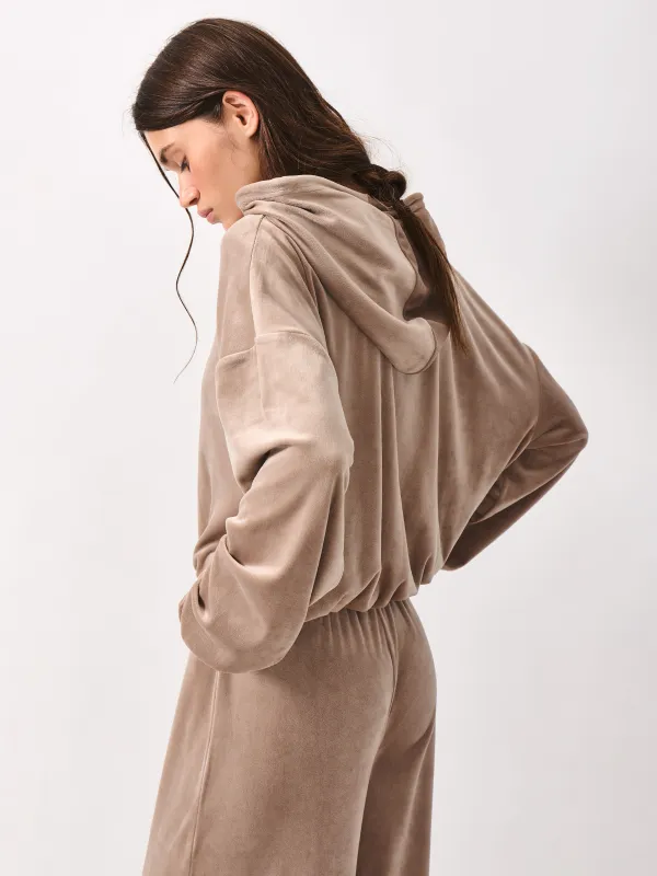 Әйелдер свитшоты, үйге арналған, өлшемі L, велюр, құмды, Lillian, image-2