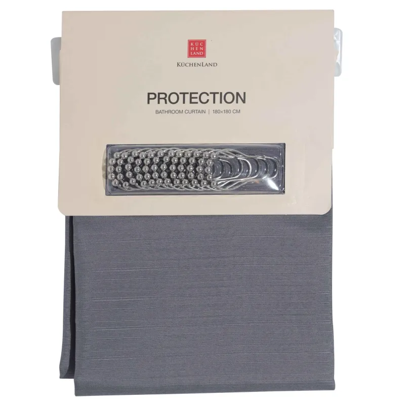 Штора для ванной, 180х180 см, с кольцами, полиэстер/металл, графитовая, Protection, image-2