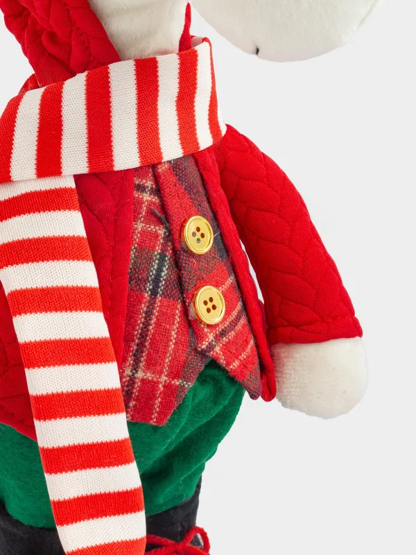 Изделие декоративное, 33 см, полиэстер, бежево-зеленое, Конь в красной куртке, Cute horse, image-3