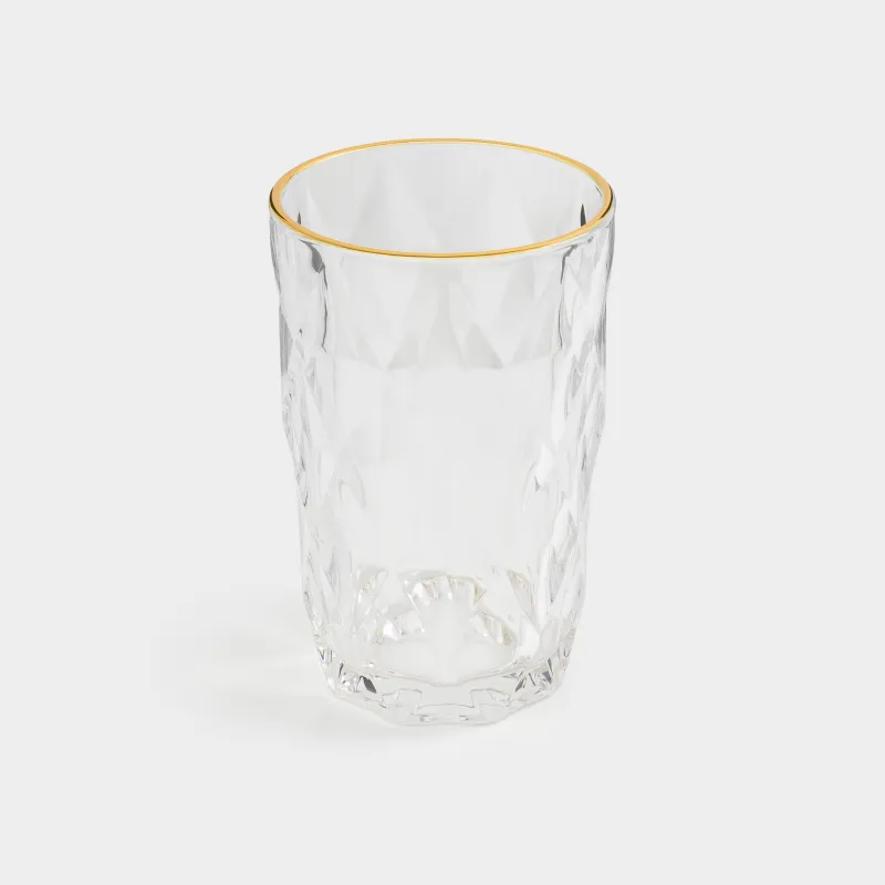 Стақан, 12 см, 340 мл, шыны Р, алтын жиегі бар, Rhomb gold, image-1