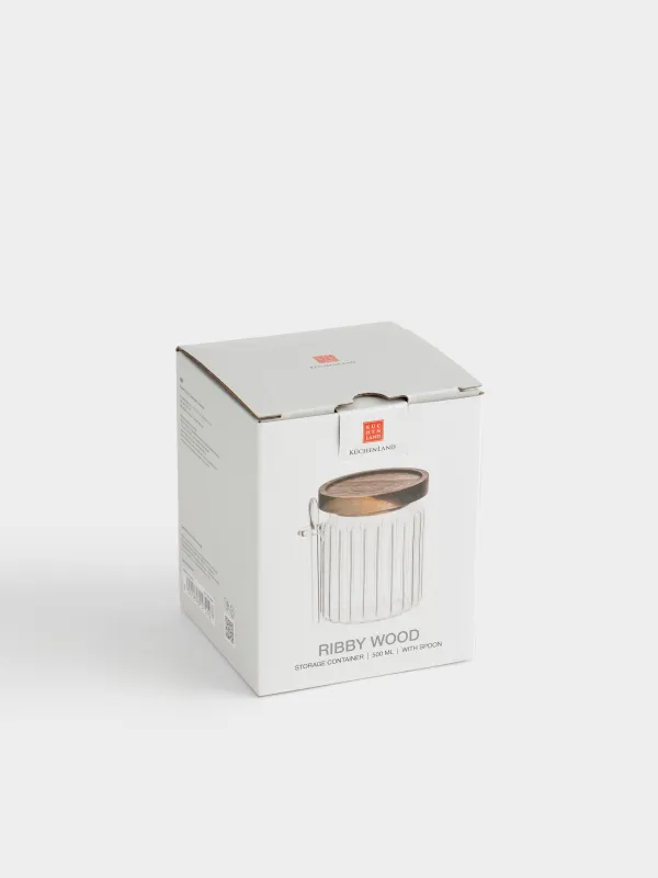 Сақтау ыдысы, 9х12 см, 500 мл, қасығы бар, шыны Р/ағаш, Ribby wood, image-5