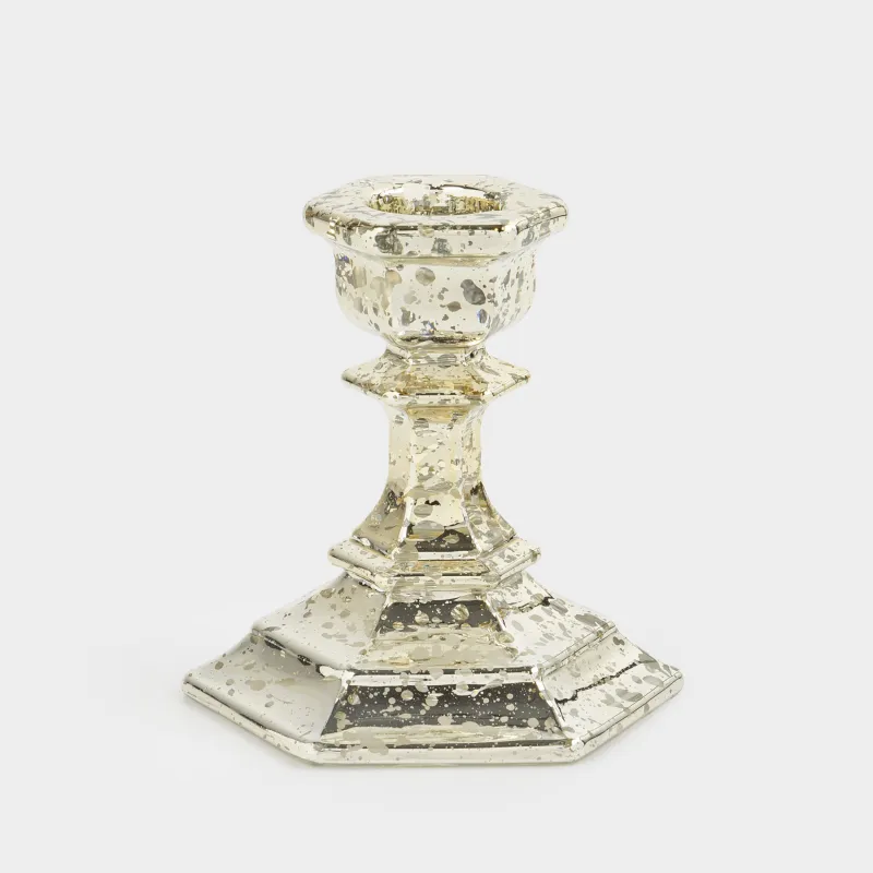 Шам ұстағыш, 9 см, жіңішке шамға арналған, аяқты, шыны, шампан, Patina