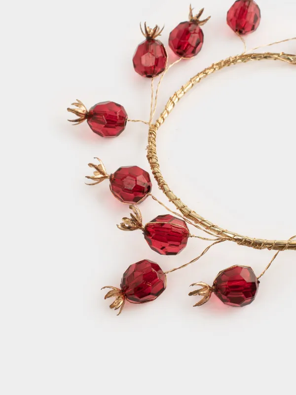 Сәндік гүл шоғы, 10/18 см, шай шамына арналған, металл/пластик, Қызыл анарлар, Garnet decor, image-3