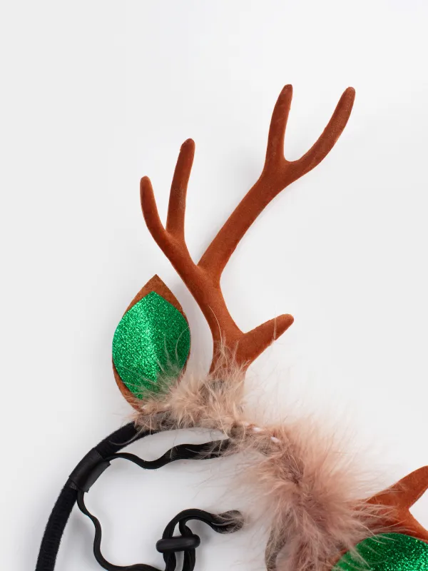 Ободок для животных, 27x28 см, полиэстер/пластик, коричневый, Рожки, Christmas pet, image-4