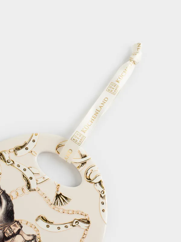 Ыстыққа арналған тұғыр, 15х20 см, керамика/тығын, сопақ, Амуниция киген жылқы, Horse silver, image-4