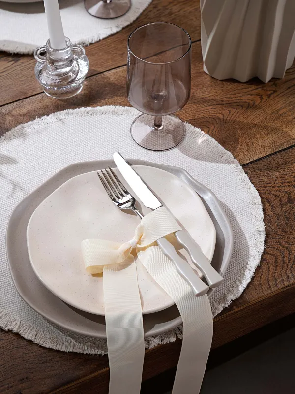 Тарелка обеденная, 27 см, керамика K, бежевая, Мятый эффект, Crumple creme, image-7