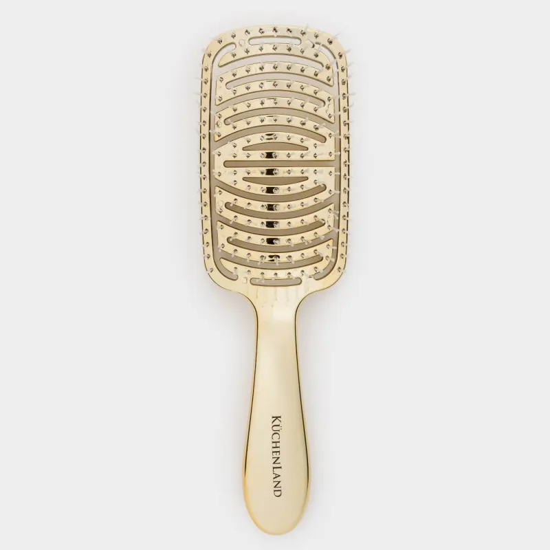 Расческа массажная для волос, 22 см, пластик, золотистая, Wave