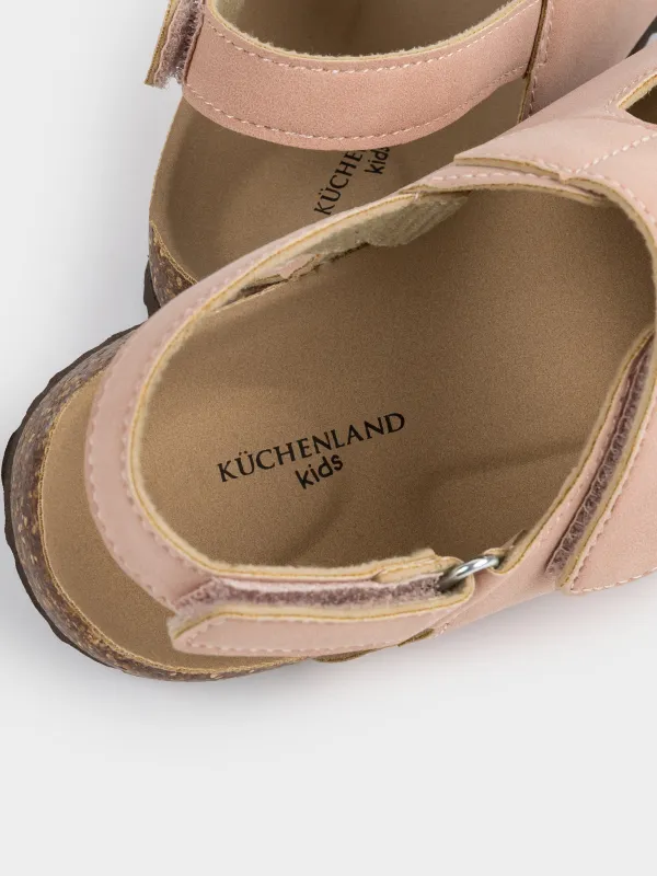 Балаларға арналған сандалдар, өлшемі 27, қыздарға арналған, жабысқышы бар, жасанды күдері, қызғылт, Suede kids, image-5