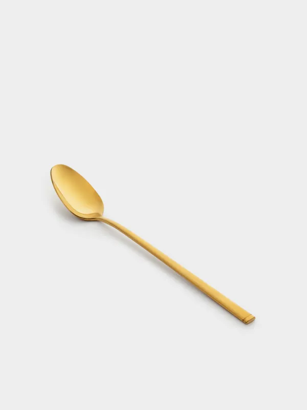Шай қасық, 2 дана, ұзын тұтқа, болат, алтын, Madrid, image-1