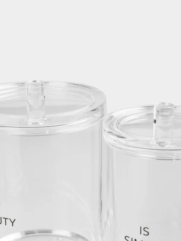 Контейнер для ватных дисков/палочек, 15х12 см, 2 отд, с крышкой, пластик, Basic font, image-4