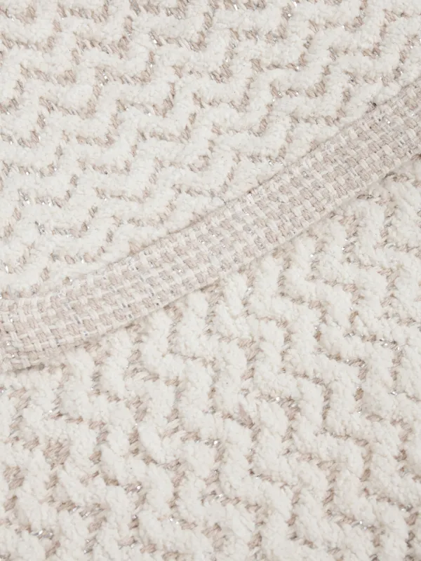 Кілемше, 50х80 см, мақта, сүт түстес және сарғылт-қоңыр, Люрексі бар иректер, Shiny threads, image-3