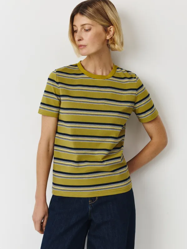 Әйелдер футболкасы, өлшемі XS, мақта/полиэстер, жасыл, Жолақ, Malgoscha, image-0