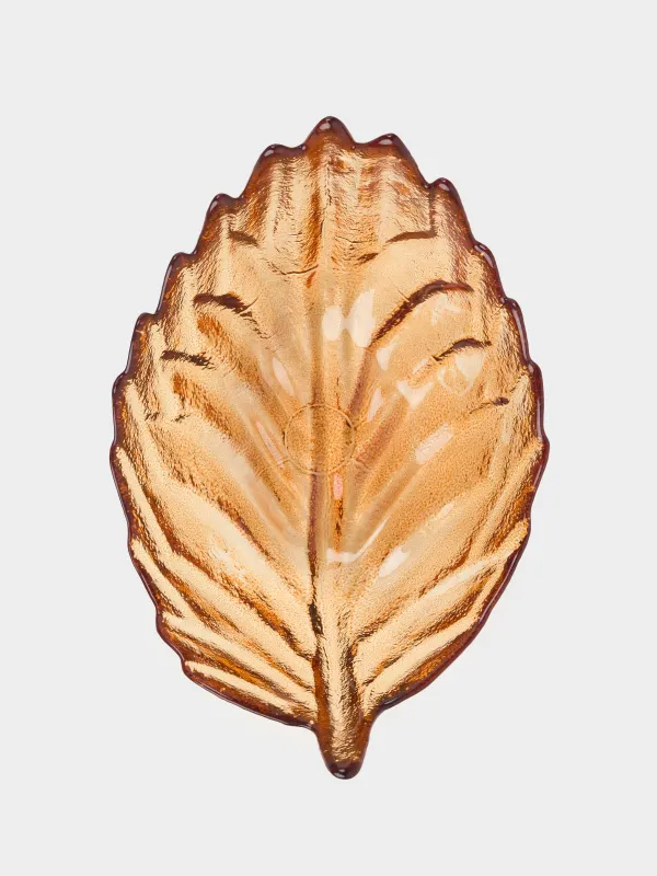 Салатник, 17х10 см, 350 мл, стекло, янтарный, Лист, Curvy, image-4