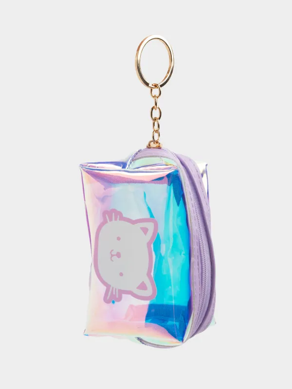 Салпыншақ-әмиян, 10х6 см, балаларға арналған, полиуретан, голография, Мысық, Cat, image-5