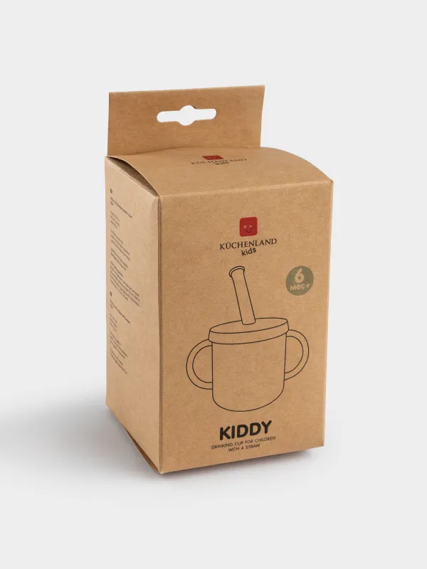 Балаларға арналған ішетін ыдыс, 150 мл, тұтқалары бар, сабаны бар, силикон, сұр, Kiddy, image-4