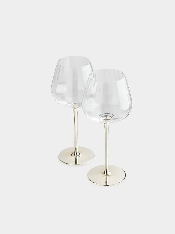 Бокал для красного вина, 570 мл, 2 шт, стекло, золотистая ножка, Glyfada, image-1