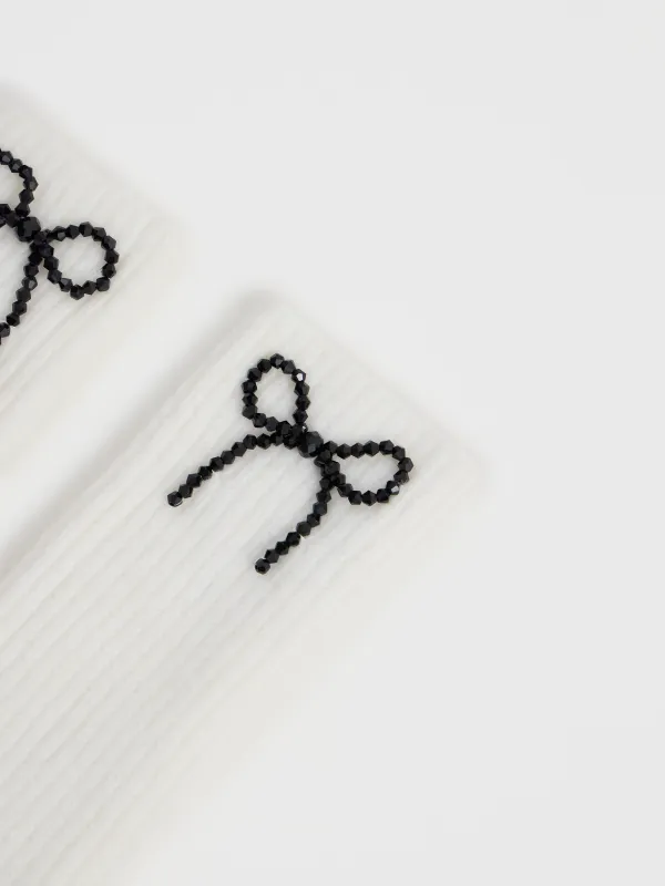 Митенки женские, Knitting bow, image-1