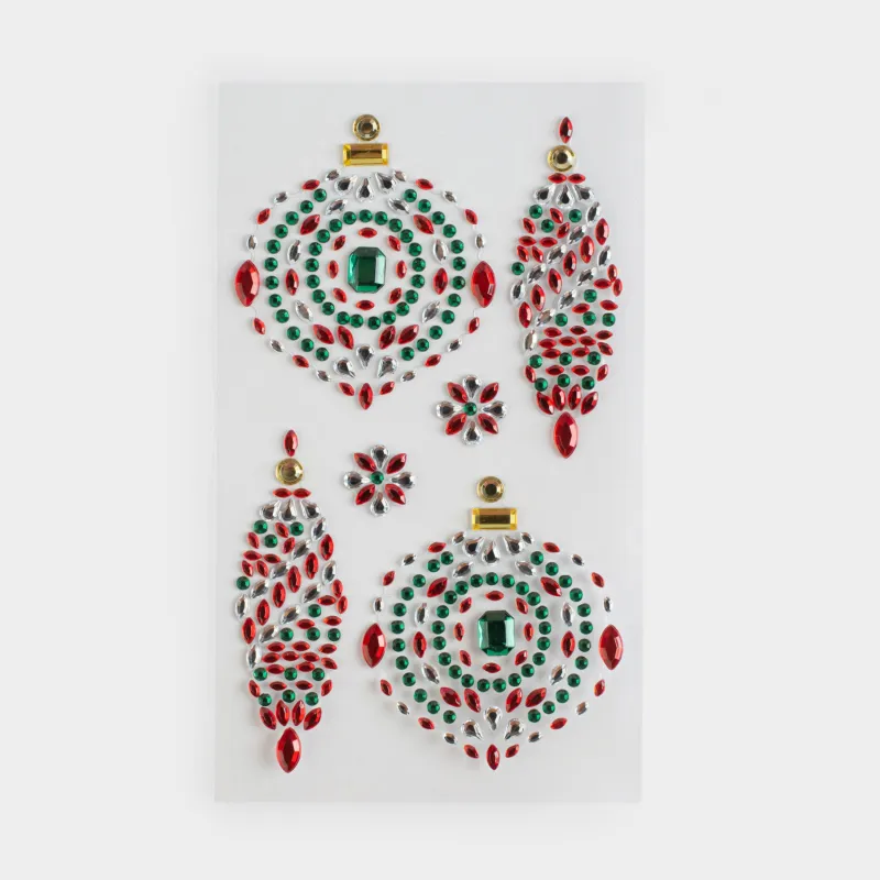 Набор наклеек, 9х17 см, одноразовые, ПВХ, Елочные игрушки, Christmas decal